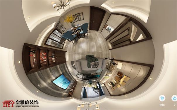 中式客厅360全景效果图